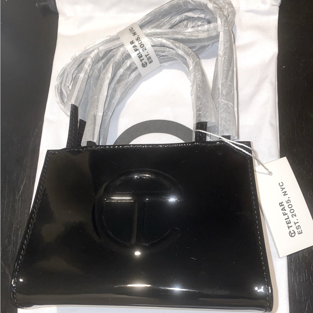 New Telfar Small Black Patent Leather